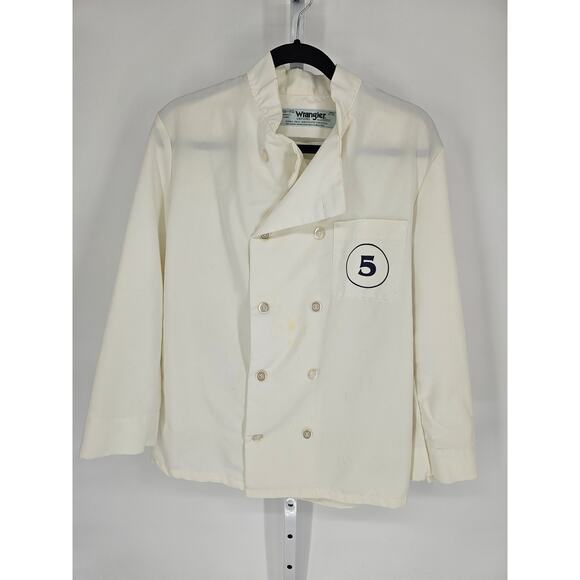Wrangler Men's White Polyester Blend Durable Double Breasted Chef Coat Size 38 - Picture 1 of 5